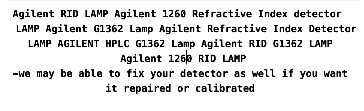 AGILENT 1260 RID LAMP